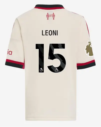 Liverpool Football Kits Shop - LFC adidas Kids 25/26 Away Mini Kit – 15 – Giovanni Leoni – Premier League Official Liverpool Third Kits & Football Shirts