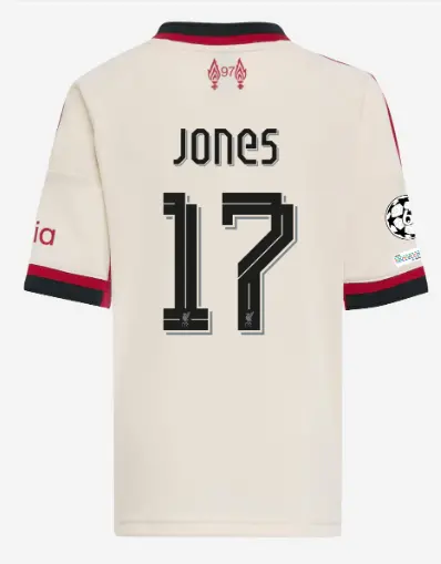 Liverpool Football Kits Shop - LFC adidas Kids 25/26 Away Mini Kit – 17 – Curtis Jones – UEFA Champions League Official Liverpool Third Kits & Football Shirts
