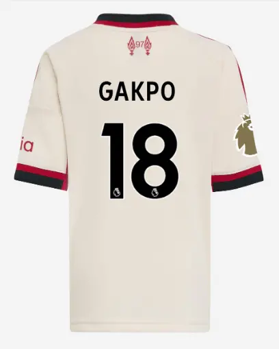 Liverpool Football Kits Shop - LFC adidas Kids 25/26 Away Mini Kit – 18 – Cody Gakpo – Premier League Official Liverpool Third Kits & Football Shirts