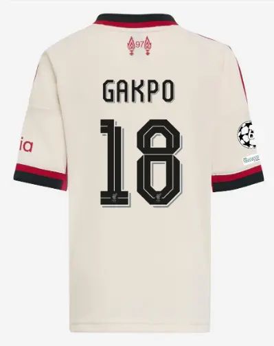 Liverpool Football Kits Shop - LFC adidas Kids 25/26 Away Mini Kit – 18 – Cody Gakpo – UEFA Champions League Official Liverpool Third Kits & Football Shirts
