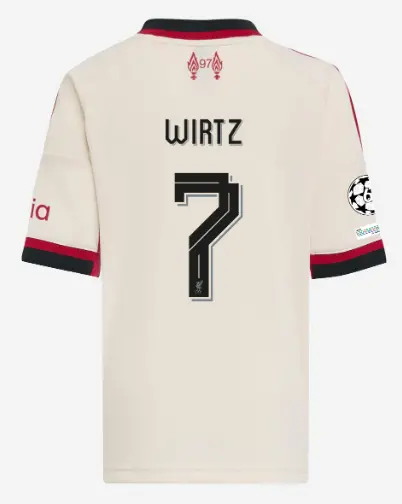 Liverpool Football Kits Shop - LFC adidas Kids 25/26 Away Mini Kit – 7 – Florian Wirtz – UEFA Champions League Official Liverpool Third Kits & Football Shirts
