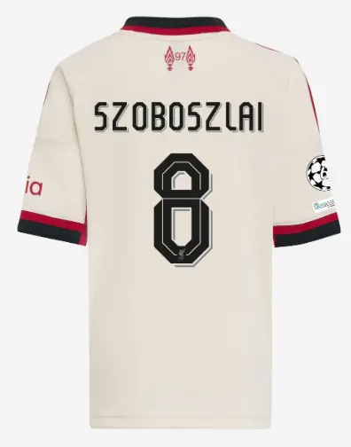 Liverpool Football Kits Shop - LFC adidas Kids 25/26 Away Mini Kit – 8 – Dominik Szoboszlai – UEFA Champions League Official Liverpool Third Kits & Football Shirts