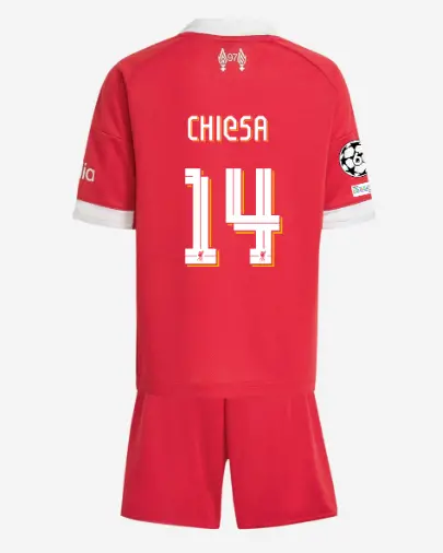 Liverpool Football Kits Shop - LFC adidas Kids 25/26 Home Mini Kit – 14 – Federico Chiesa – UEFA Champions League Official Liverpool Third Kits & Football Shirts