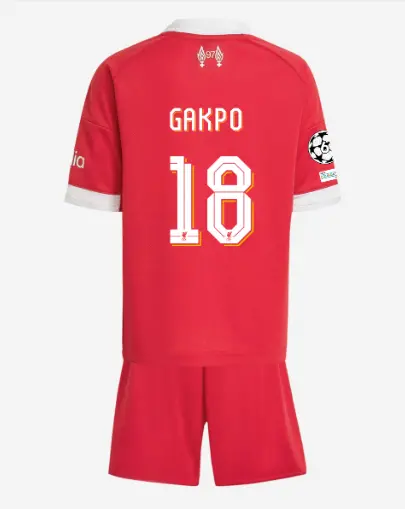 Liverpool Football Kits Shop - LFC adidas Kids 25/26 Home Mini Kit – 18 – Cody Gakpo – UEFA Champions League Official Liverpool Third Kits & Football Shirts