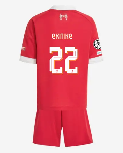Liverpool Football Kits Shop - LFC adidas Kids 25/26 Home Mini Kit – 22 – Hugo Ekitike – UEFA Champions League Official Liverpool Third Kits & Football Shirts