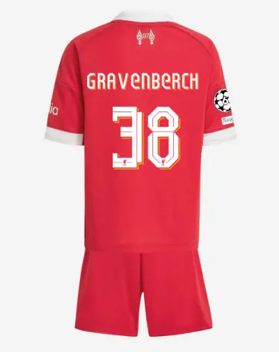 Liverpool Football Kits Shop - LFC adidas Kids 25/26 Home Mini Kit – 38 – Ryan Gravenberch – UEFA Champions League Official Liverpool Third Kits & Football Shirts