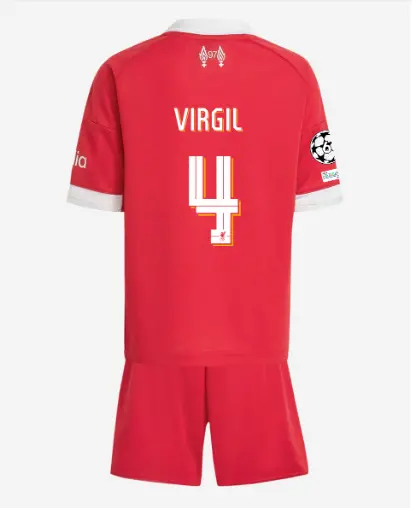 Liverpool Football Kits Shop - LFC adidas Kids 25/26 Home Mini Kit – 4 – Virgil Van Dijk – UEFA Champions League Official Liverpool Third Kits & Football Shirts