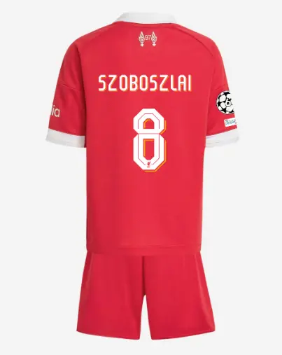 Liverpool Football Kits Shop - LFC adidas Kids 25/26 Home Mini Kit – 8 – Dominik Szoboszlai – UEFA Champions League Official Liverpool Third Kits & Football Shirts