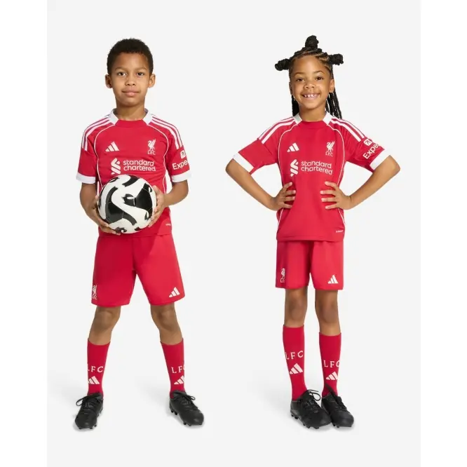 Liverpool Football Kits Shop - LFC adidas Kids 25/26 Home Mini Kit With Custom Printing Official Liverpool Third Kits & Football Shirts