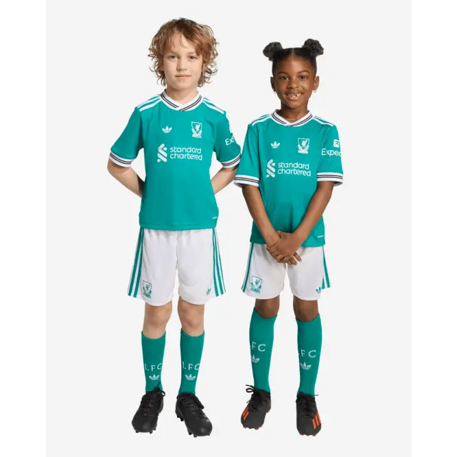 Liverpool Football Kits Shop - LFC adidas Kids 25/26 Third Mini Kit With Custom Printing Official Liverpool Third Kits & Football Shirts