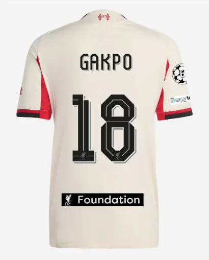 Liverpool Football Kits Shop - LFC adidas Mens 25/26 Authentic Away Jersey – 18 – Cody Gakpo – LFC Foundation Patch Official Liverpool Third Kits & Football Shirts