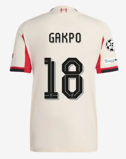 Liverpool Football Kits Shop - LFC adidas Mens 25/26 Authentic Away Jersey – 18 – Cody Gakpo – UEFA Champions League Official Liverpool Third Kits & Football Shirts