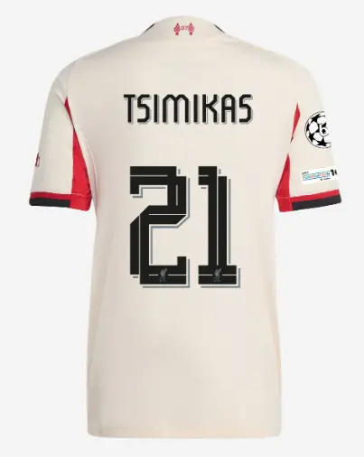 Liverpool Football Kits Shop - LFC adidas Mens 25/26 Authentic Away Jersey – 21 – Kostas Tsimikas – UEFA Champions League Official Liverpool Third Kits & Football Shirts