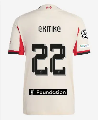 Liverpool Football Kits Shop - LFC adidas Mens 25/26 Authentic Away Jersey – 22 – Hugo Ekitike – LFC Foundation Patch Official Liverpool Third Kits & Football Shirts