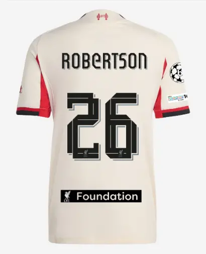 Liverpool Football Kits Shop - LFC adidas Mens 25/26 Authentic Away Jersey – 26 – Andy Robertson – LFC Foundation Patch Official Liverpool Third Kits & Football Shirts