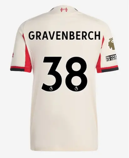 Liverpool Football Kits Shop - LFC adidas Mens 25/26 Authentic Away Jersey – 38 – Ryan Gravenberch – Premier League Official Liverpool Third Kits & Football Shirts