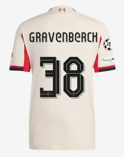 Liverpool Football Kits Shop - LFC adidas Mens 25/26 Authentic Away Jersey – 38 – Ryan Gravenberch – UEFA Champions League Official Liverpool Third Kits & Football Shirts