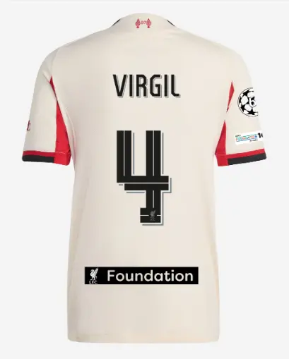 Liverpool Football Kits Shop - LFC adidas Mens 25/26 Authentic Away Jersey – 4 – Virgil Van Dijk – LFC Foundation Patch Official Liverpool Third Kits & Football Shirts
