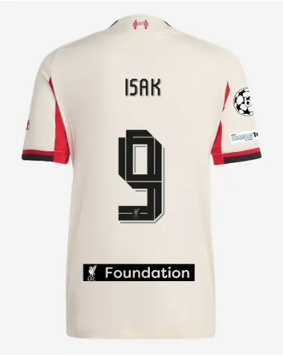 Liverpool Football Kits Shop - LFC adidas Mens 25/26 Authentic Away Jersey – 9 – Alexander Isak – LFC Foundation Patch Official Liverpool Third Kits & Football Shirts