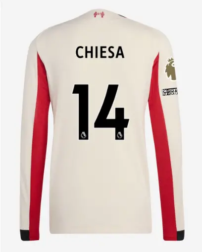 Liverpool Football Kits Shop - LFC adidas Mens 25/26 Authentic Away Long Sleeve Jersey – 14 – Federico Chiesa – Premier League Official Liverpool Third Kits & Football Shirts