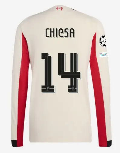 Liverpool Football Kits Shop - LFC adidas Mens 25/26 Authentic Away Long Sleeve Jersey – 14 – Federico Chiesa – UEFA Champions League Official Liverpool Third Kits & Football Shirts