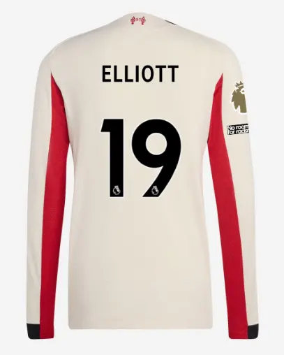 Liverpool Football Kits Shop - LFC adidas Mens 25/26 Authentic Away Long Sleeve Jersey – 19 – Harvey Elliott – Premier League Official Liverpool Third Kits & Football Shirts