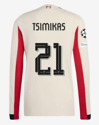 Liverpool Football Kits Shop - LFC adidas Mens 25/26 Authentic Away Long Sleeve Jersey – 21 – Kostas Tsimikas – UEFA Champions League Official Liverpool Third Kits & Football Shirts
