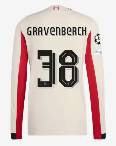 Liverpool Football Kits Shop - LFC adidas Mens 25/26 Authentic Away Long Sleeve Jersey – 38 – Ryan Gravenberch – UEFA Champions League Official Liverpool Third Kits & Football Shirts