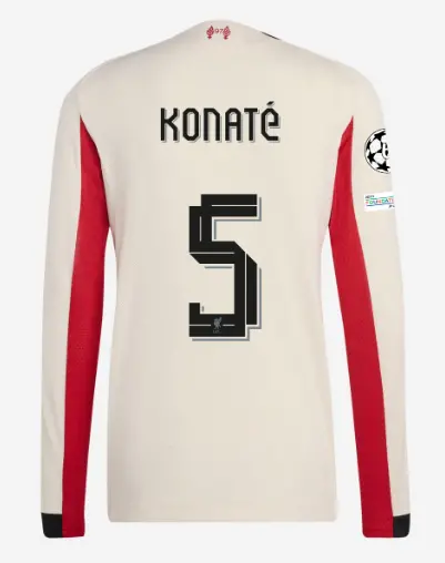 Liverpool Football Kits Shop - LFC adidas Mens 25/26 Authentic Away Long Sleeve Jersey – 5 – Ibrahima Konate – UEFA Champions League Official Liverpool Third Kits & Football Shirts