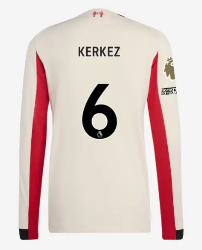 Liverpool Football Kits Shop - LFC adidas Mens 25/26 Authentic Away Long Sleeve Jersey – 6 – Milos Kerkez – Premier League Official Liverpool Third Kits & Football Shirts