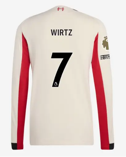 Liverpool Football Kits Shop - LFC adidas Mens 25/26 Authentic Away Long Sleeve Jersey – 7 – Florian Wirtz – Premier League Official Liverpool Third Kits & Football Shirts