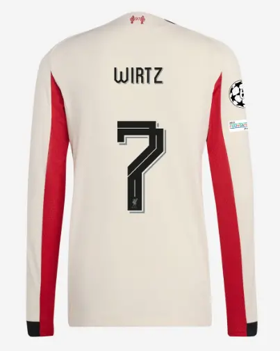 Liverpool Football Kits Shop - LFC adidas Mens 25/26 Authentic Away Long Sleeve Jersey – 7 – Florian Wirtz – UEFA Champions League Official Liverpool Third Kits & Football Shirts