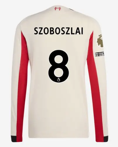 Liverpool Football Kits Shop - LFC adidas Mens 25/26 Authentic Away Long Sleeve Jersey – 8 – Dominik Szoboszlai – Premier League Official Liverpool Third Kits & Football Shirts