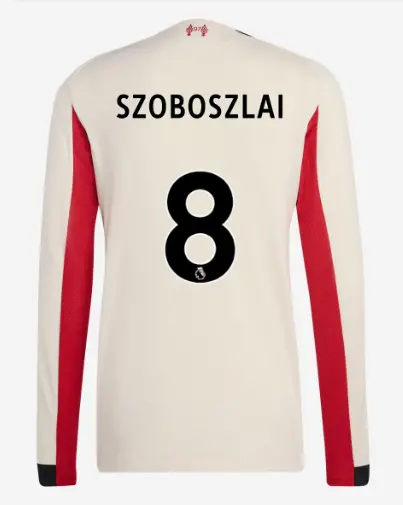 Liverpool Football Kits Shop - LFC adidas Mens 25/26 Authentic Away Long Sleeve Jersey – 8 – Dominik Szoboszlai Official Liverpool Third Kits & Football Shirts