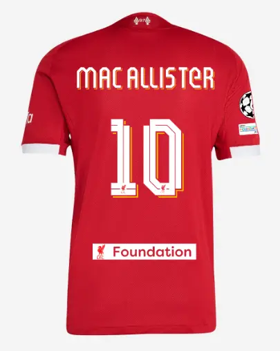 Liverpool Football Kits Shop - LFC adidas Mens 25/26 Authentic Home Jersey – 10 – Alexis Mac Allister – LFC Foundation Patch Official Liverpool Third Kits & Football Shirts