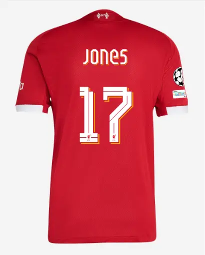 Liverpool Football Kits Shop - LFC adidas Mens 25/26 Authentic Home Jersey – 17 – Curtis Jones – UEFA Champions League Official Liverpool Third Kits & Football Shirts