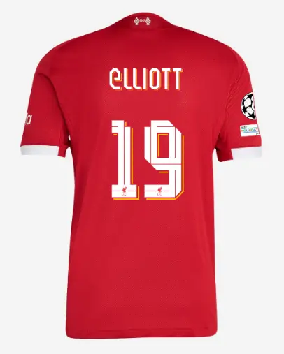 Liverpool Football Kits Shop - LFC adidas Mens 25/26 Authentic Home Jersey – 19 – Harvey Elliott – UEFA Champions League Official Liverpool Third Kits & Football Shirts