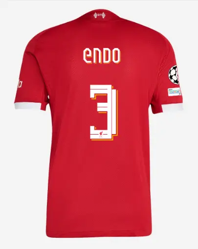 Liverpool Football Kits Shop - LFC adidas Mens 25/26 Authentic Home Jersey – 3 – Wataru Endo – UEFA Champions League Official Liverpool Third Kits & Football Shirts