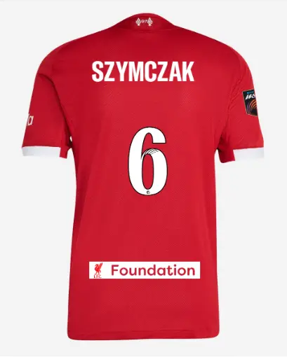 Liverpool Football Kits Shop - LFC adidas Mens 25/26 Authentic Home Jersey – 6 – Emilia Szymczak – LFC Foundation Patch Official Liverpool Third Kits & Football Shirts