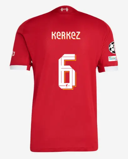 Liverpool Football Kits Shop - LFC adidas Mens 25/26 Authentic Home Jersey – 6 – Milos Kerkez – UEFA Champions League Official Liverpool Third Kits & Football Shirts