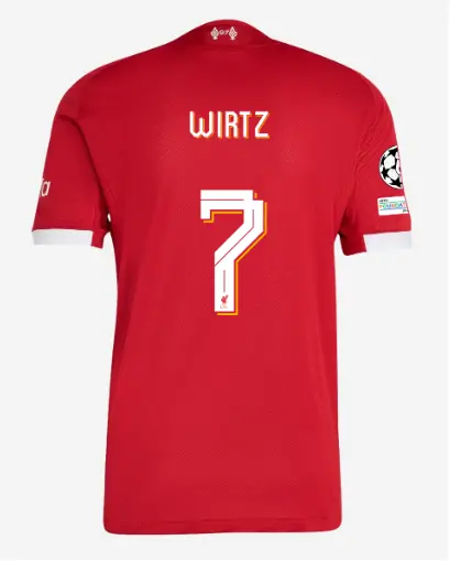 Liverpool Football Kits Shop - LFC adidas Mens 25/26 Authentic Home Jersey – 7 – Florian Wirtz – UEFA Champions League Official Liverpool Third Kits & Football Shirts
