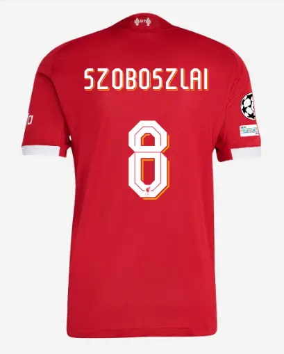 Liverpool Football Kits Shop - LFC adidas Mens 25/26 Authentic Home Jersey – 8 – Dominik Szoboszlai – UEFA Champions League Official Liverpool Third Kits & Football Shirts