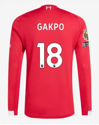 Liverpool Football Kits Shop - LFC adidas Mens 25/26 Authentic Home Long Sleeve Jersey – 18 – Cody Gakpo – Premier League Official Liverpool Third Kits & Football Shirts