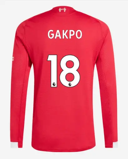 Liverpool Football Kits Shop - LFC adidas Mens 25/26 Authentic Home Long Sleeve Jersey – 18 – Cody Gakpo Official Liverpool Third Kits & Football Shirts
