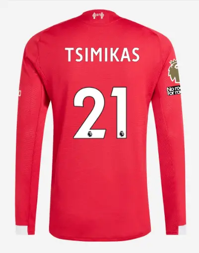 Liverpool Football Kits Shop - LFC adidas Mens 25/26 Authentic Home Long Sleeve Jersey – 21 – Kostas Tsimikas – Premier League Official Liverpool Third Kits & Football Shirts