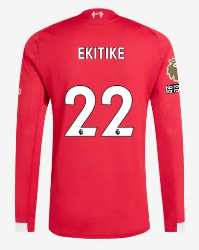Liverpool Football Kits Shop - LFC adidas Mens 25/26 Authentic Home Long Sleeve Jersey – 22 – Hugo Ekitike – Premier League Official Liverpool Third Kits & Football Shirts