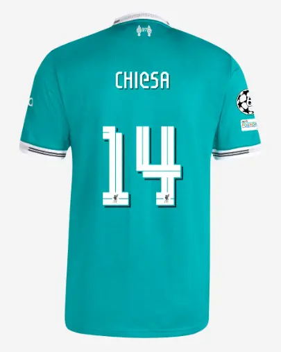 Liverpool Football Kits Shop - LFC adidas Mens 25/26 Authentic Third Short Sleeve Jersey – 14 – Federico Chiesa – UEFA Champions League Official Liverpool Third Kits & Football Shirts