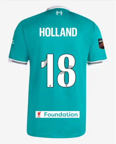 Liverpool Football Kits Shop - LFC adidas Mens 25/26 Authentic Third Short Sleeve Jersey – 18 – Ceri Holland – LFC Foundation Patch Official Liverpool Third Kits & Football Shirts