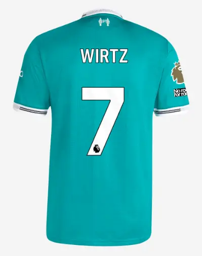 Liverpool Football Kits Shop - LFC adidas Mens 25/26 Authentic Third Short Sleeve Jersey – 7 – Florian Wirtz – Premier League Official Liverpool Third Kits & Football Shirts