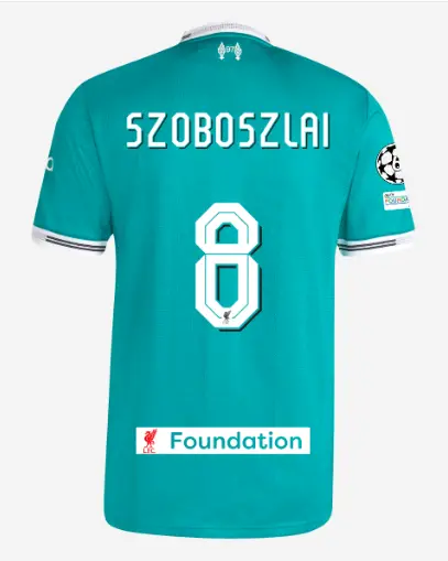 Liverpool Football Kits Shop - LFC adidas Mens 25/26 Authentic Third Short Sleeve Jersey – 8 – Dominik Szoboszlai – LFC Foundation Patch Official Liverpool Third Kits & Football Shirts